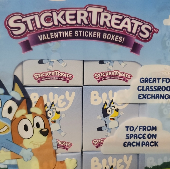 2 Pack of Bluey Sticker Treats Valentine Sticker Boxes - Picture 2 of 5